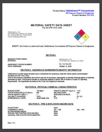 DeltaGreen MSDS
